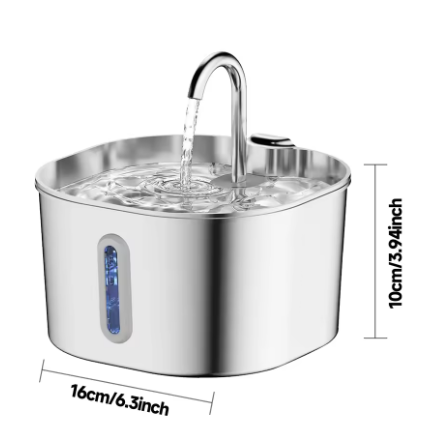 2.2L Stainless Steel Cat Water Fountain,Pet Water Dispenser With Filter,Dog Drinking Fountain For Cats,Ultra Quiet Water Pump