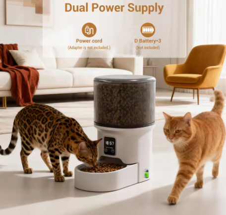 4L Automatic Cat Feeder with Timer Portion Control 1-6 Meals Per Day Button Control for Cats & Small Dogs Supplies