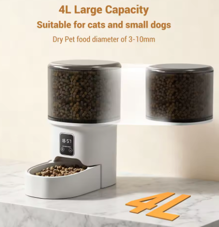 4L Automatic Cat Feeder with Timer Portion Control 1-6 Meals Per Day Button Control for Cats & Small Dogs Supplies