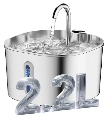 2.2L Stainless Steel Cat Water Fountain,Pet Water Dispenser With Filter,Dog Drinking Fountain For Cats,Ultra Quiet Water Pump